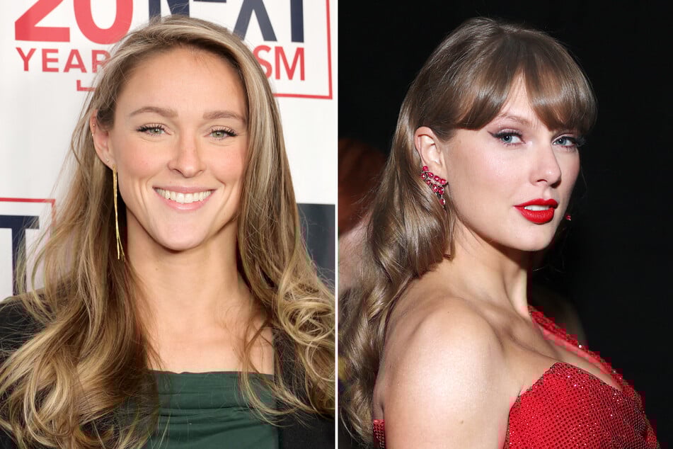 Taylor Swift's soon-to-be sister-in-law Kylie Kelce (l.) gushed over the singer's engagement and revealed her daughters' reactions to the news!
