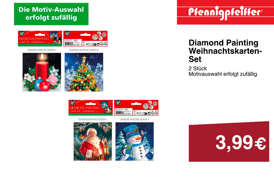 Das Diamond Painitng-Set erhaltet Ihr für nur 3,99 Euro. In den Pfennigpfeiffer Filialen am Donnerstag (16.11.) und Freitag (17.11.) sogar mit extra 10 Prozent Rabatt.