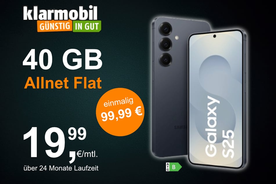 Das Samsung Galaxy S25 (128 GB) inkl. 40 GB Datenvolumen für nur 19,99 statt 29,99 Euro im Monat