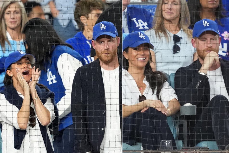 Meghan Markle (l.) and Prince Harry were in the stands to cheer on Meghan's hometown team during Game 4 of the World Series.