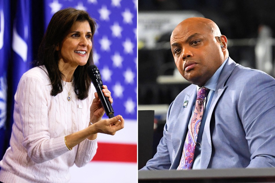 In a new interview, presidential candidate Nikki Haley (l.) was pressed by Charles Barkley on her argument that America "is not a racist country."