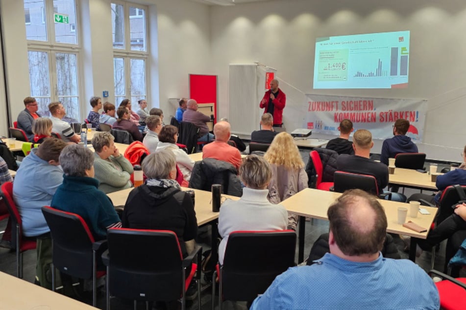 Bereits um 8 Uhr trafen sich die Gewerkschafter in der Augustusburger Straße.