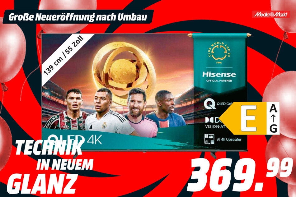55-Zoll Hisense-Fernseher für 369,99 Euro.