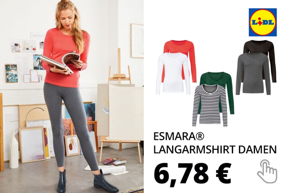ESMARA® Langarmshirt Damen, 2 Stück, mit Baumwolle