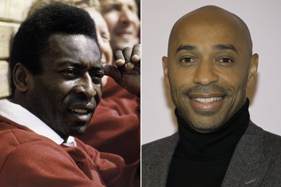 New York City has temporarily renamed streets after soccer legends Pele (l.) and Thierry Henry.