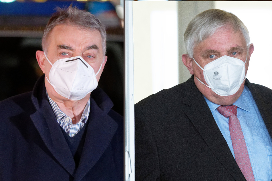 Weil Karl-Josef Laumann (63, r) mit Herbert Reul (68, beide CDU) Kontakt hatte, muss er weiterhin in Quarantäne bleiben. (Fotomontage)