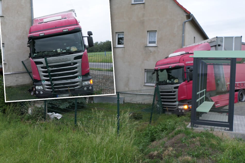 Wilde Alki-Tour bei Leipzig: Die Hauswand verpasst dieser Brummi nur knapp!