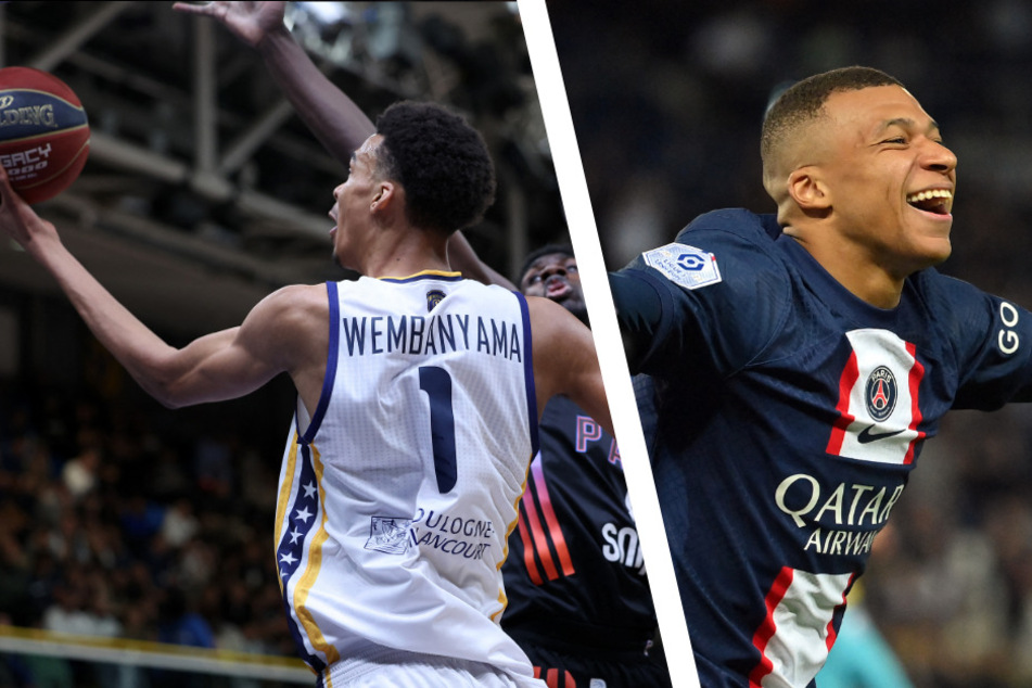 Der Basketballer Victor Wembanyama (19, l.) und der Fußballer Kylian Mbappé (24) sind Frankreichs Sportjuwelen.