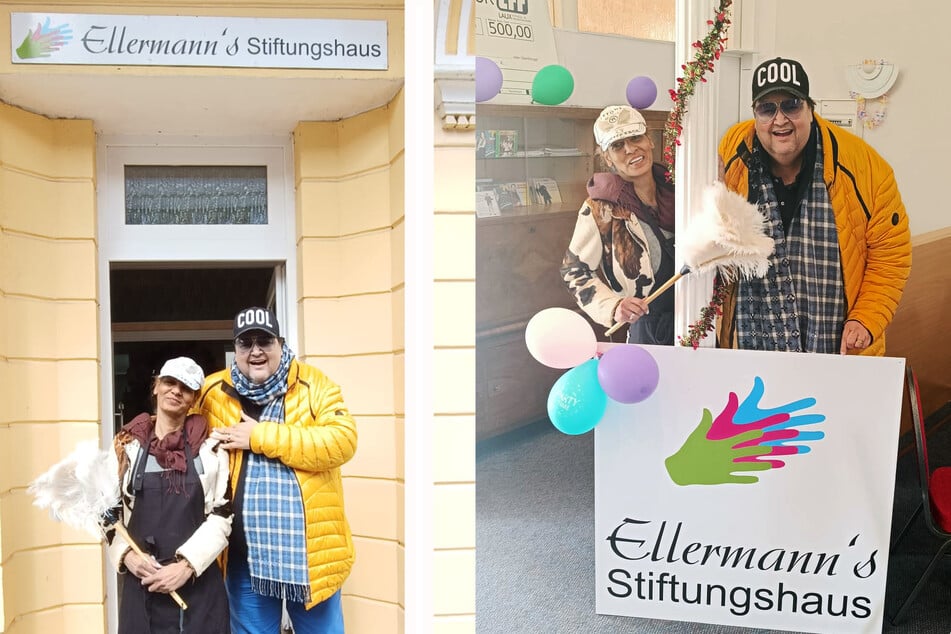 Nadja Abd el Farrag (58) und Entertainer Andreas Ellermann (59) am Dienstag zusammen im "Ellermann's Stiftunghaus". Naddel will sich zwar aus der Öffentlichkeit zurückziehen, aber der Stiftung treu bleiben.