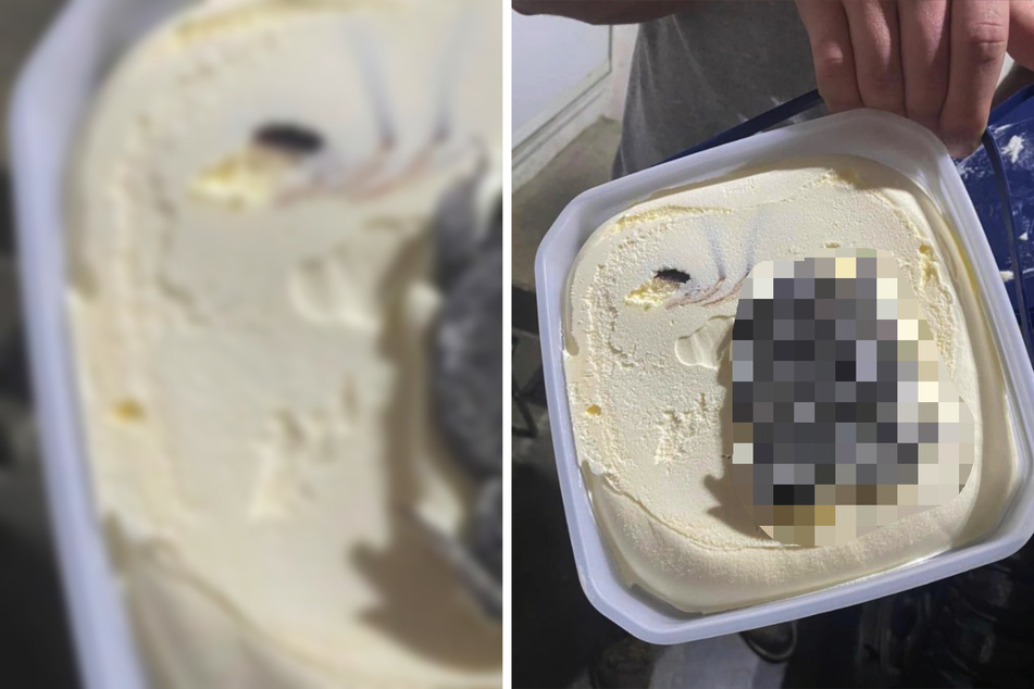 Frau möchte sich am liebsten übergeben, als sie ihre Packung Vanille-Eis öffnet