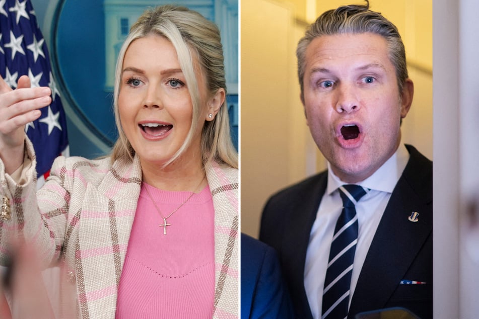 White House Press Secretary Karoline Leavitt (l.) and Defense Secretary Pete Hegseth (r.) both lashed out at CNN on Friday over the network's coverage of Trump's war on Iran.