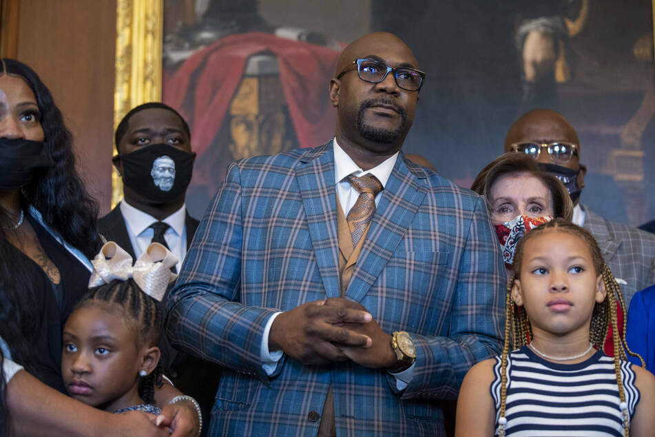 Philonese Floyd, brother of the late George Floyd, addresses lawmakers at the US Capitol in Washington, D.C.