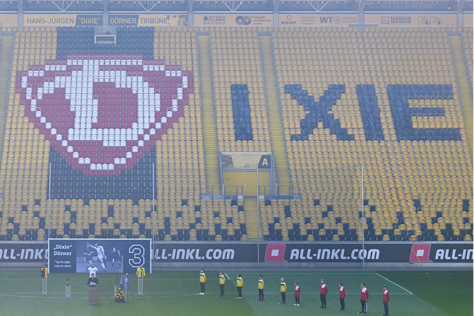 Die Dynamos sowie der Rest der Fußballwelt nahmen im Rudolf-Harbig-Stadion Abschied von "Dixie" Dörner (†70).