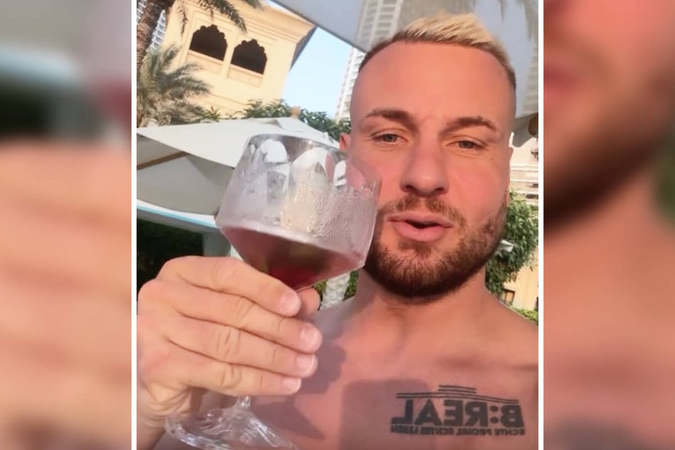 Na dann Prost: Eric Sindermann lässt es sich auf Papas Kosten in Dubai gutgehen.