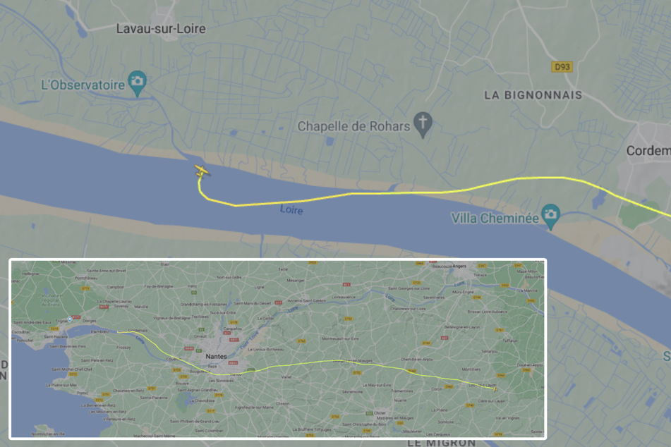 Auf Flightradar24.de kann man den Unglücksflug, der im Fluss Loire endete, verfolgen.