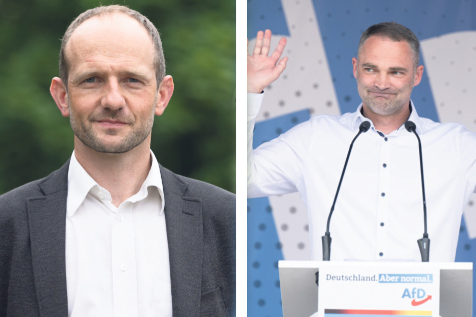 Blaue (Mini-)Chance Görlitz: AfD-Mann Sebastian Wippel (r.) tritt hier gegen den im ersten Wahlgang führenden Dr. Stephan Meyer (CDU) an.
