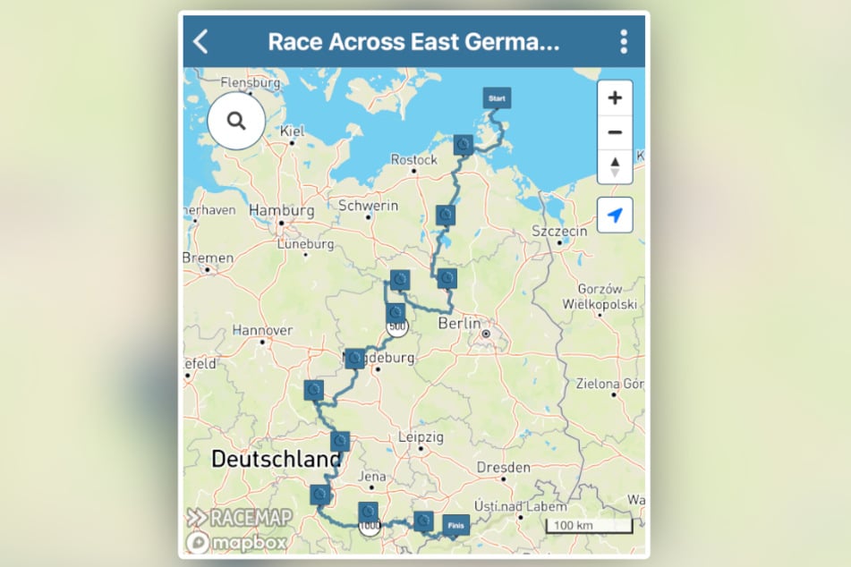 Über 1150 Kilometer führte die Tour von Rügen über Brocken und Rennsteig bis zum Fichtelberg.