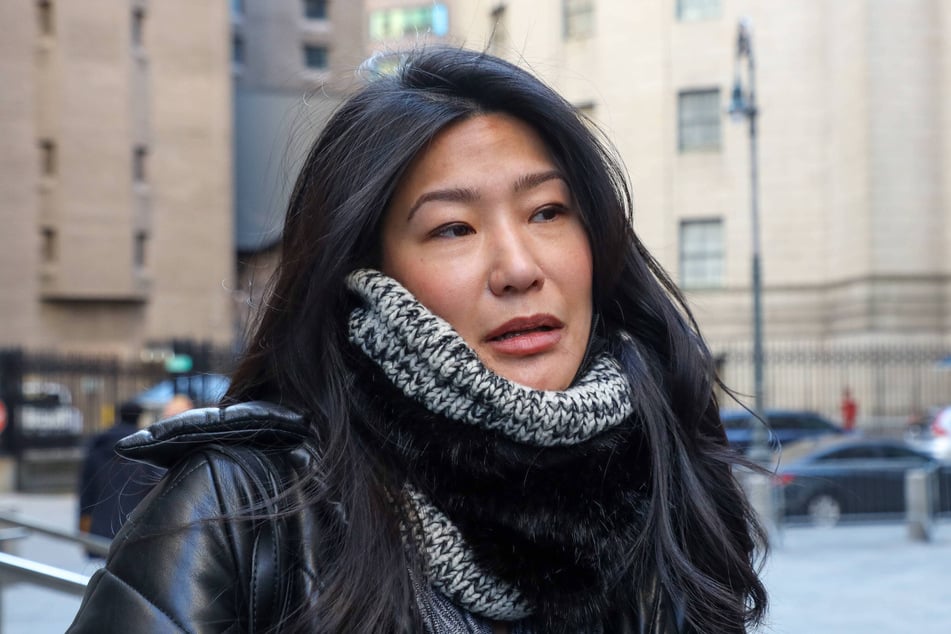 Evelyn Yang speaks to reporters following Robert Hadden's conviction in federal court in New York on January 24, 2023.