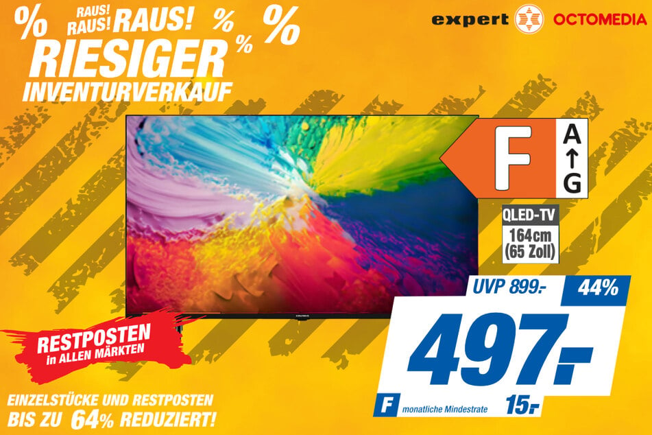 65-Zoll Grundig-Fernseher für 497 Euro.