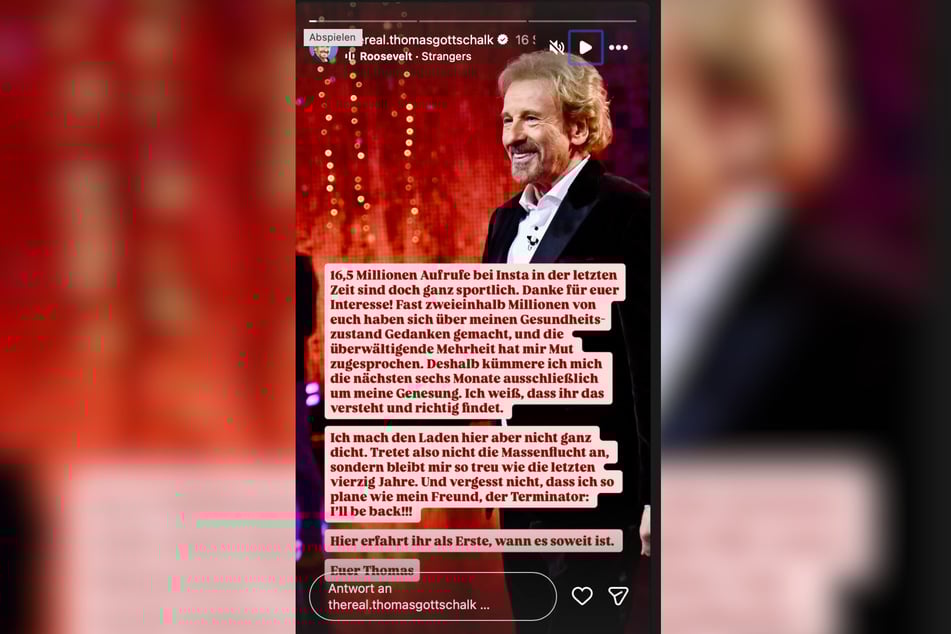 Auf Instagram kündigt Gottschalk bereits wieder ein mögliches Comeback an.