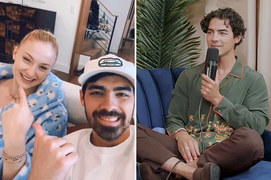 Joe Jonas (r.) has been out promoting his upcoming solo record, Music for People Who Believe in Love, and he's denying any ill will against his ex Sophie Turner (l.) with the breakup album.