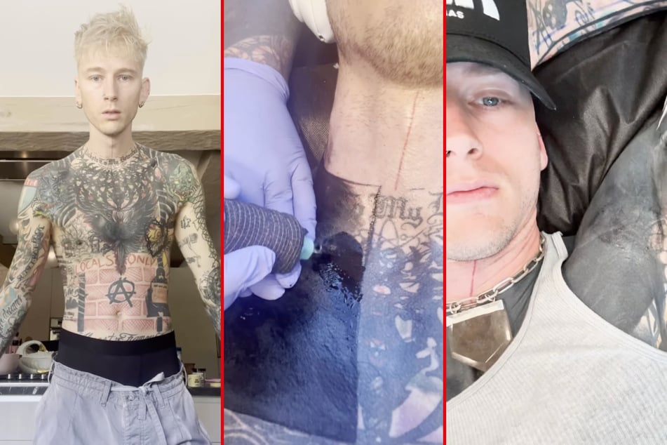 Machine Gun Kelly reveals gruesome process behind new blackout tattoo