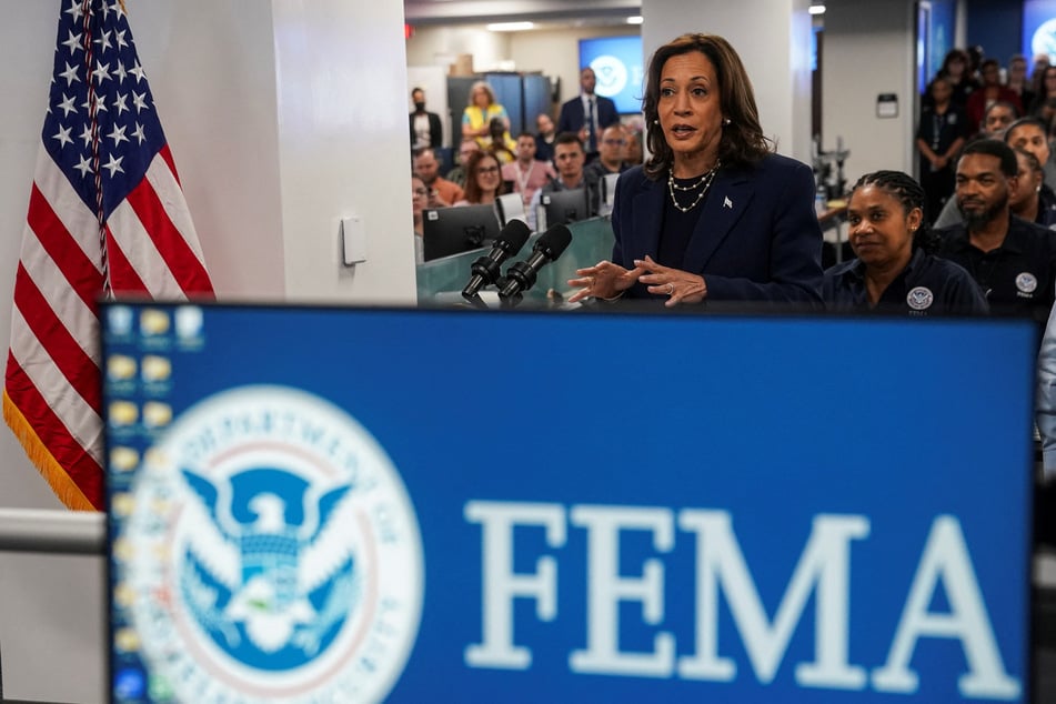 VP Kamala Harris canceled a campaign event and visited FEMA headquarters on Monday, promising a strong federal response.