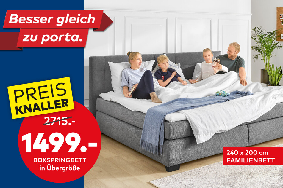 Das übergroße Familienbett ist bei porta gerade massiv im Preis gesenkt.