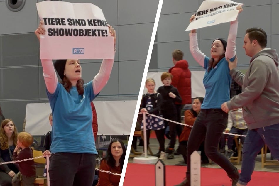 Stuttgart: Lautstarker Protest: PETA-Aktivistin stürmt Heimtiermesse in Stuttgart