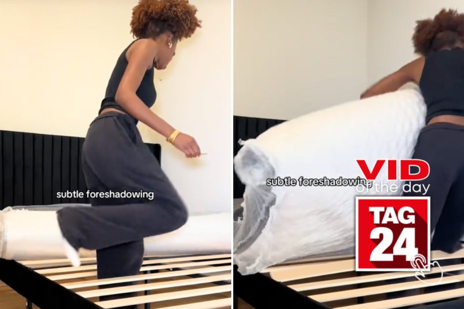 viral videos: Viral Video of the Day for October 16, 2024: Woman gets thrown by bed in "subtle foreshadowing" TikTok accident!