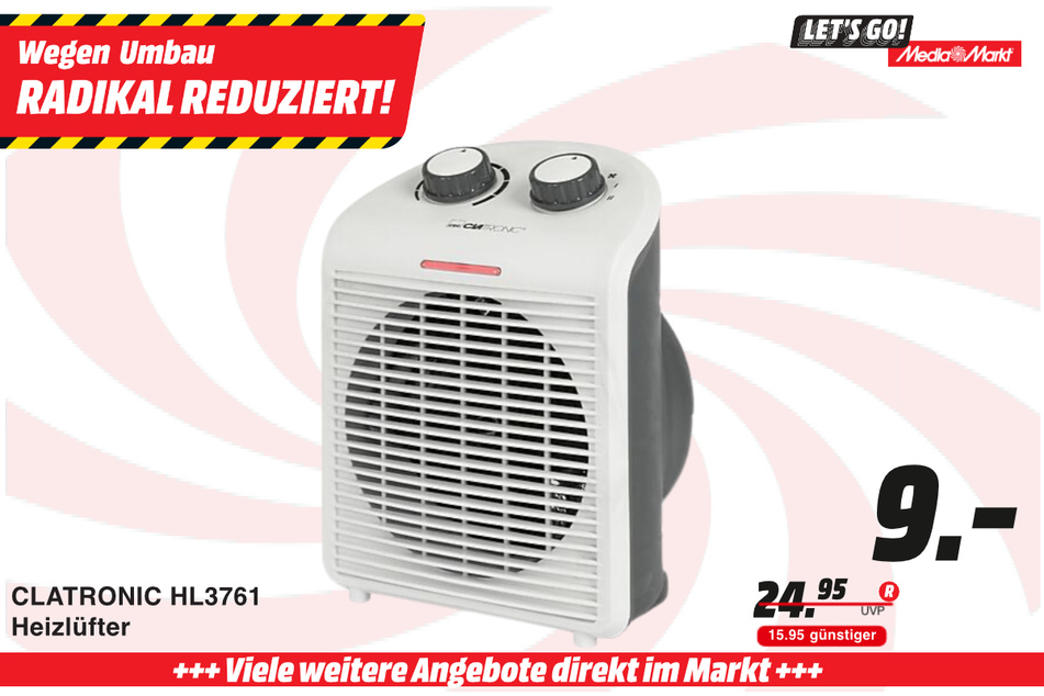 Clatronic-Heizlüfter für 9 statt 24,95 Euro.
