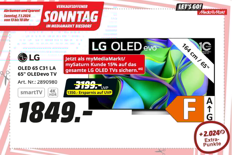 65-Zoll LG-Fernseher für 1.849 Euro.