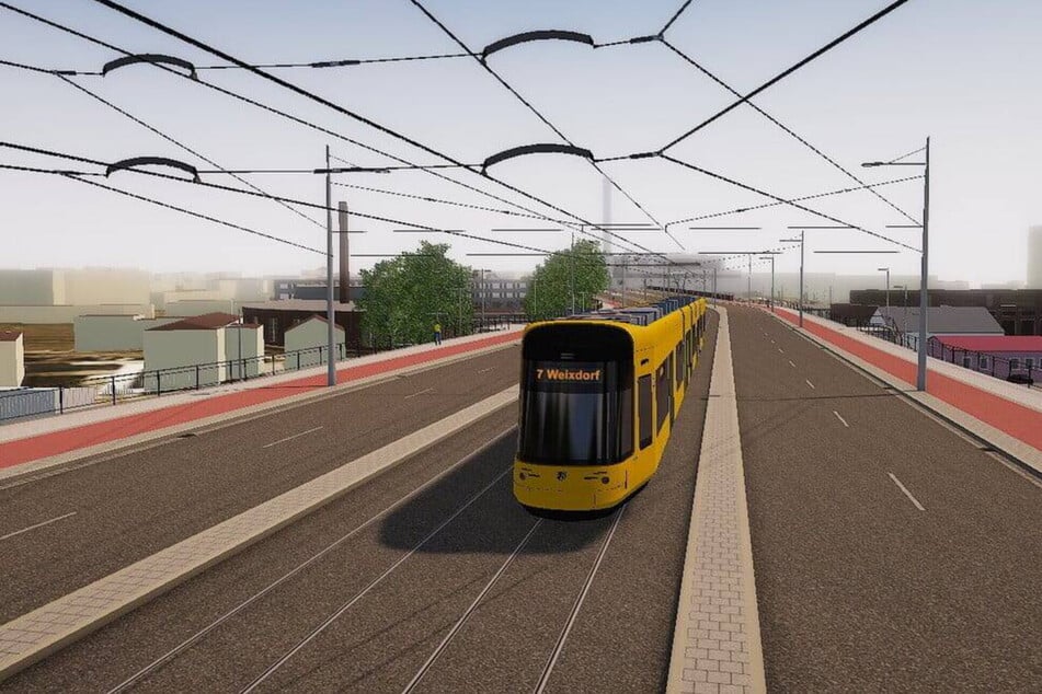 Nach dem Neubau soll die Straßenbahn auf der Nossener Brücke zwischen Löbtau und Strehlen verkehren.