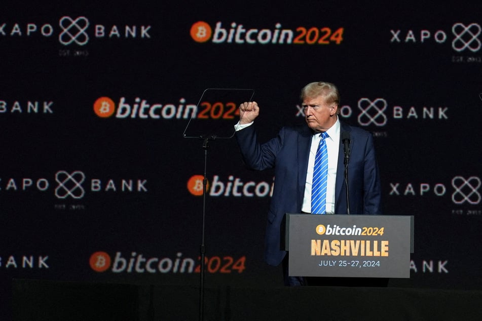 Then presidential candidate Donald Trump speaks at a Bitcoin 2024 event in Nashville, Tennessee, on July 27, 2024.