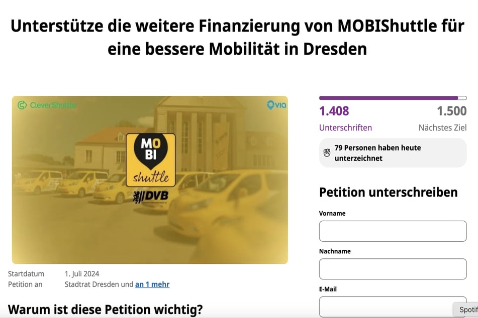 Ein Dresdner versucht mit einer Petition das DVB-Projekt "MOBIshuttle" zu retten.