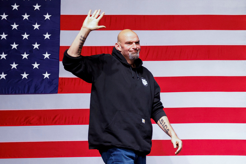 Pennsylvania Lt. Gov. and US Senate candidate John Fetterman arrives to speak during his 2022 midterm election night party in Pittsburgh.