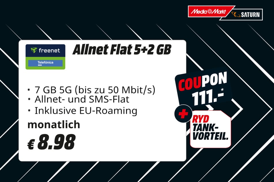 Allnet Flat 5+2 GB für 8,98 Euro im Monat (statt 14,99 Euro/Monat).