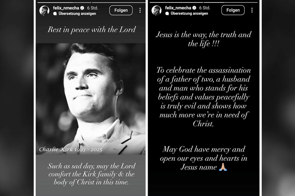 In seiner Instagram-Story trauert Felix Nmecha um den ermordeten Charlie Kirk.