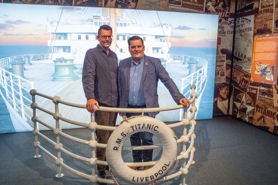 Lassen die Besucher in ein Titanic-Erlebnis eintauchen: Oliver Forster (l.), Geschäftsführer CoFo Entertainment und Malte Fiebig-Petersen, Vorsitzender Deutscher Titanic Verein.