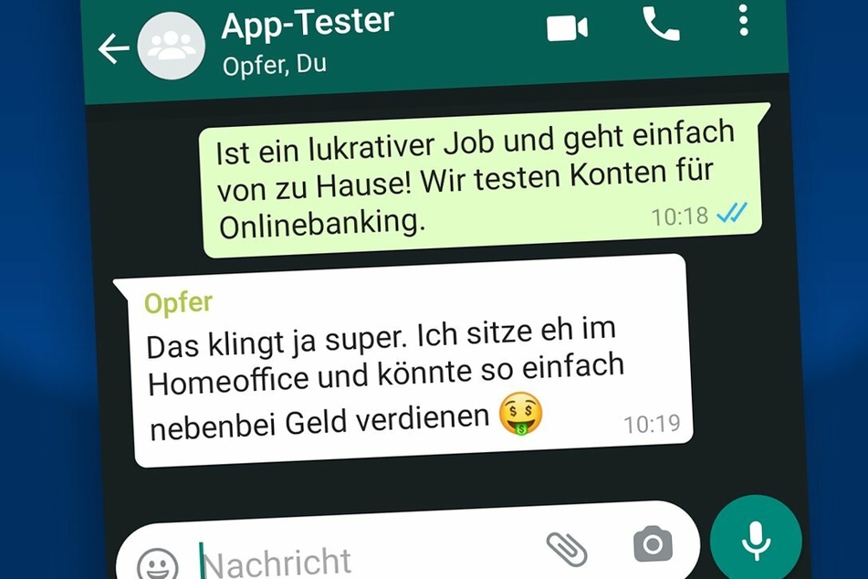 Die Täter kontaktieren die Arbeitssuchenden oftmals über Messenger wie WhatsApp.