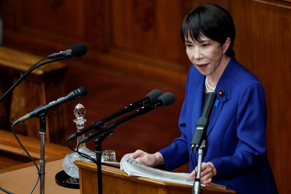 Japan's new Prime Minister Sanae Takaichi delivers her first policy speech in the parliament in Tokyo on October 24, 2025.