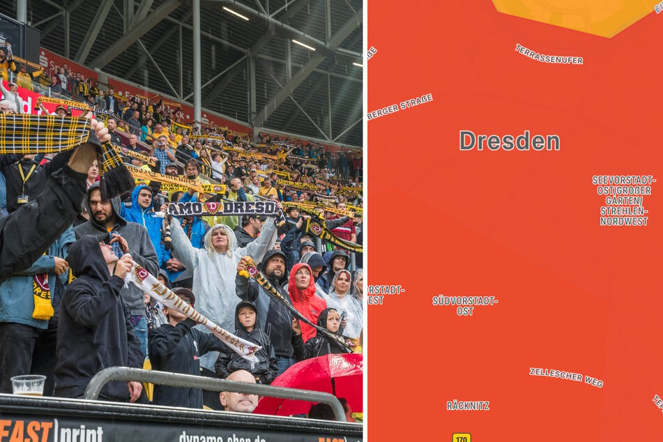 Vor dem DFB-Pokalspiel herrscht in Dresden Unwetterwarnung.