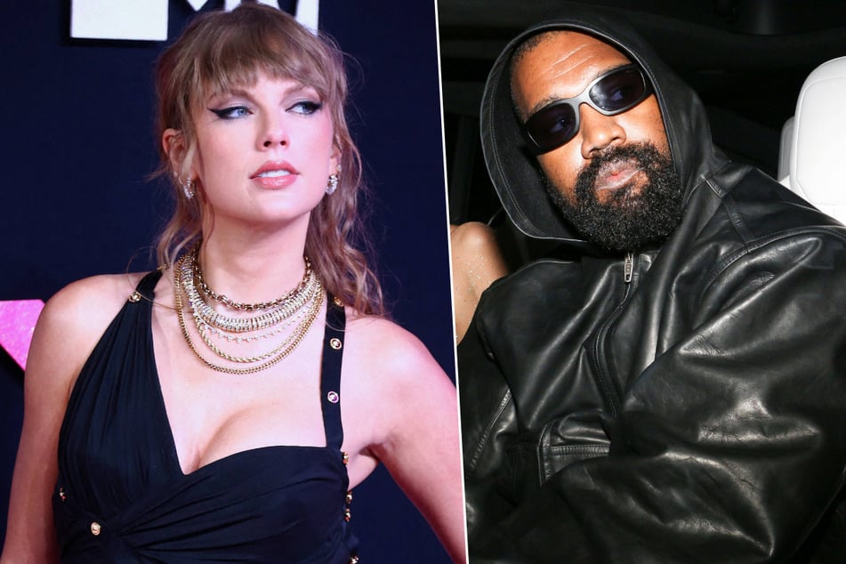 Taylor Swift's The Tortured Poets Department blocked Kanye West (r.) from scoring a 12th consecutive Billboard 200 No. 1 debut with Vultures 2.