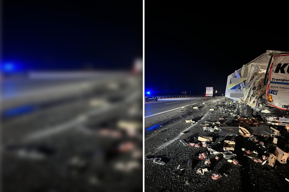 Unfall A2: Fleischreste auf A2 verteilt: Autobahn nach Lkw-Crash gesperrt!