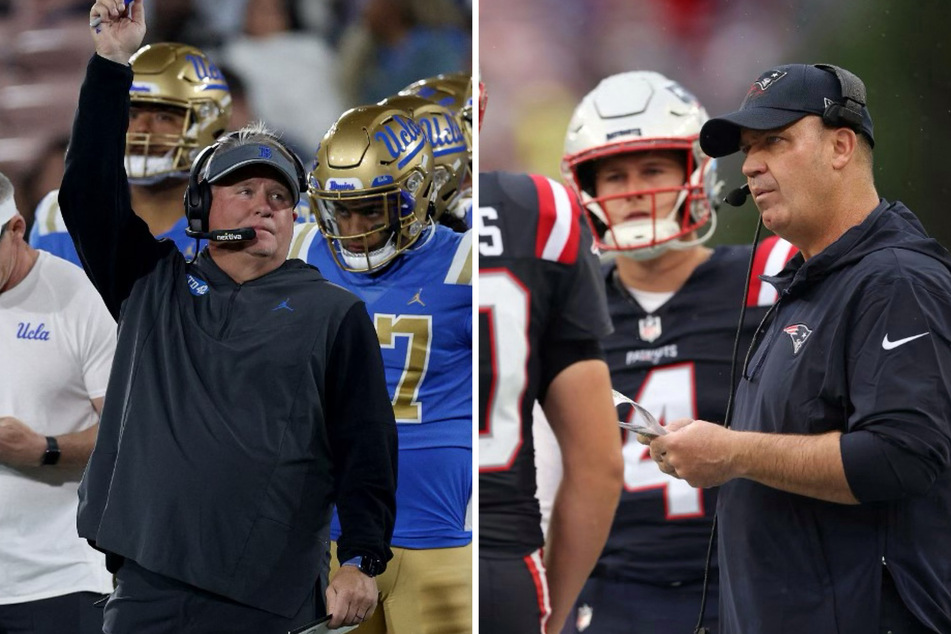 Ohio State's new offensive coordinator, Bill O'Brien,(r.) has reportedly left for the head coaching position at Boston football. UCLA's head coach, Chip Kelly, (l.) will apparently take his place.