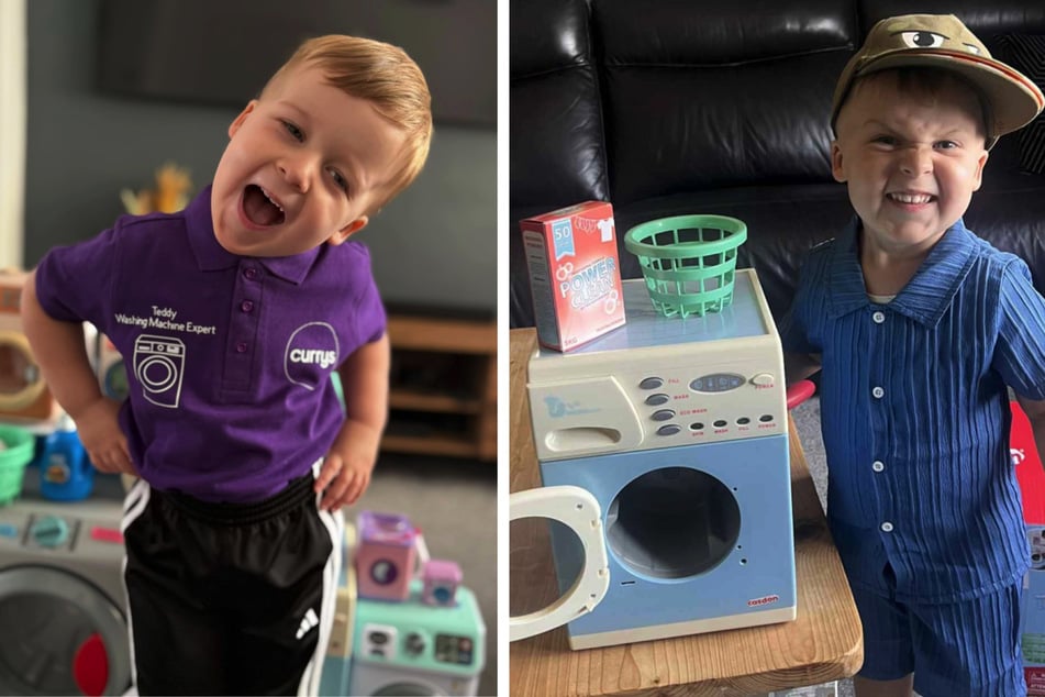 Der kleine Teddy (3) ist von Waschmaschinen fasziniert.