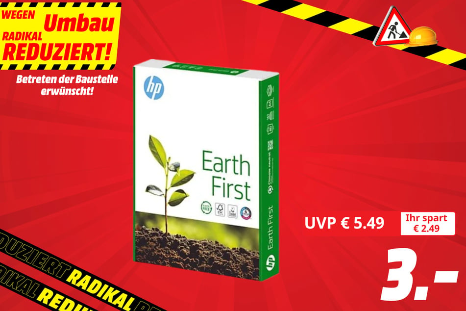 HP-Druckerpapier Earth First (A4, 500er Paket)
für 3 statt 5,49 Euro.