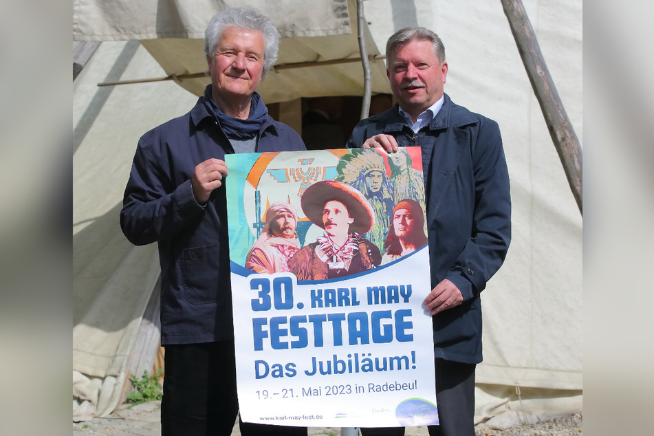 OB Bert Wendsche (59, r.) und Festleiter Helmut Raeder (66) freuen sich auf das 30. Karl-May-Fest.