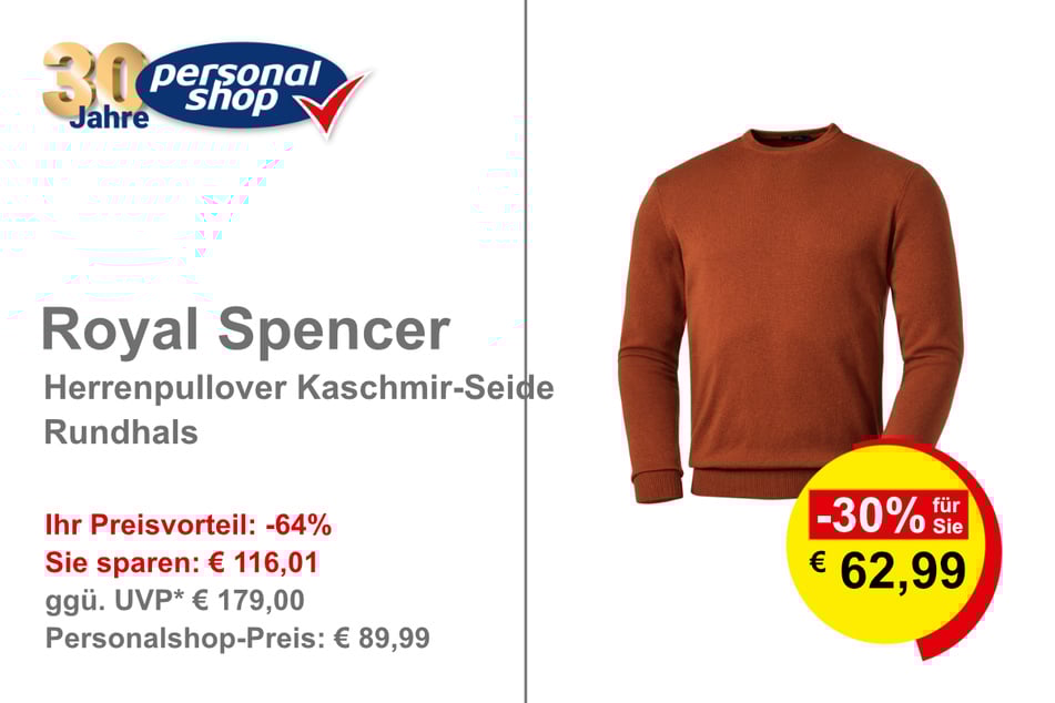 Royal Spencer Herrenpullover Kaschmir-Seide Rundhals