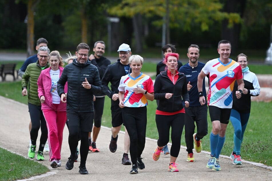 Die Organisatoren trainierten bereits fleißig für den Marathon.